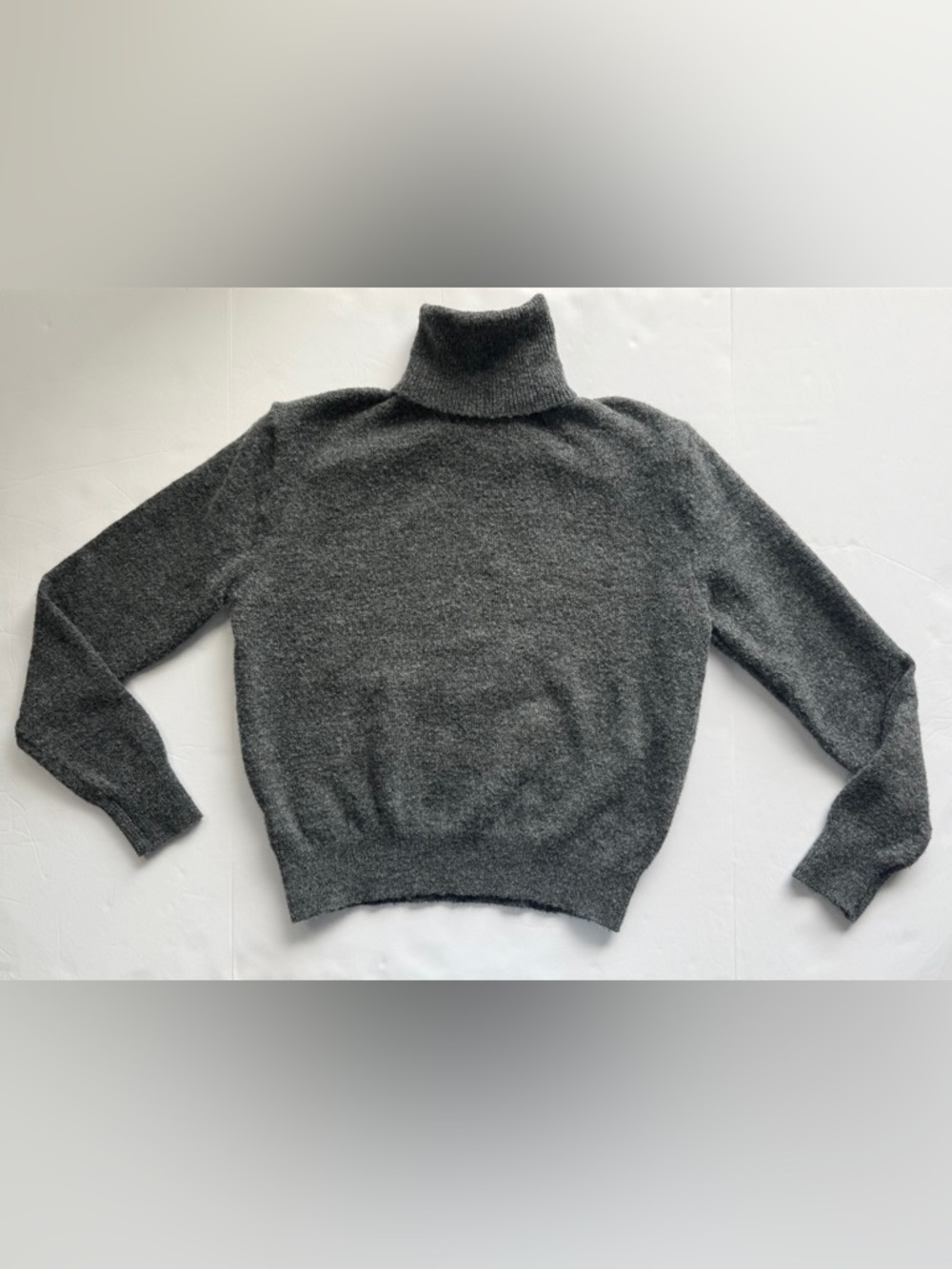 H&M Turtleneck Sweater Soft-Knit Loose-Fit Dark Gray Melange Size S